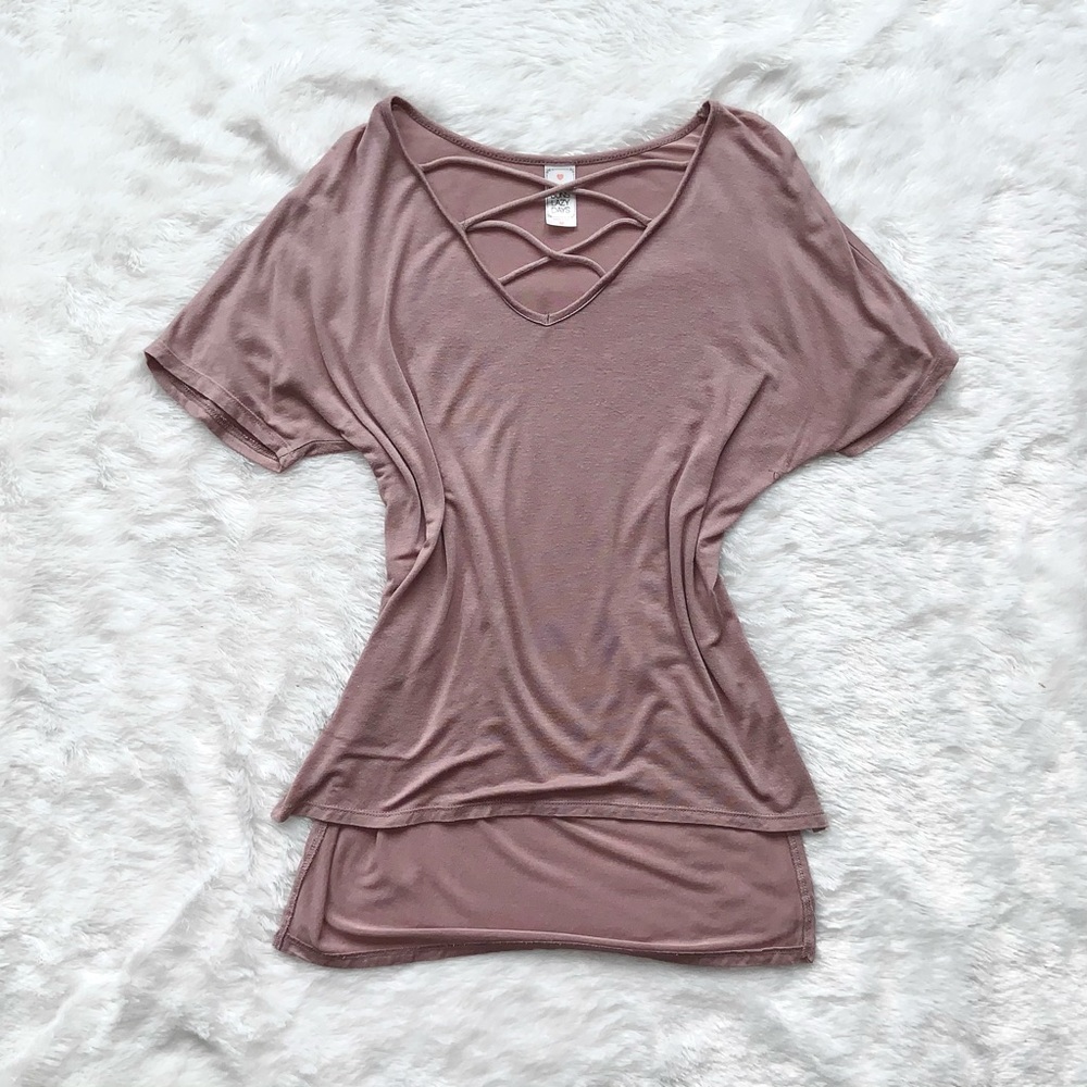 “Messy Buns Lazy Days” Crisscross Beige Top